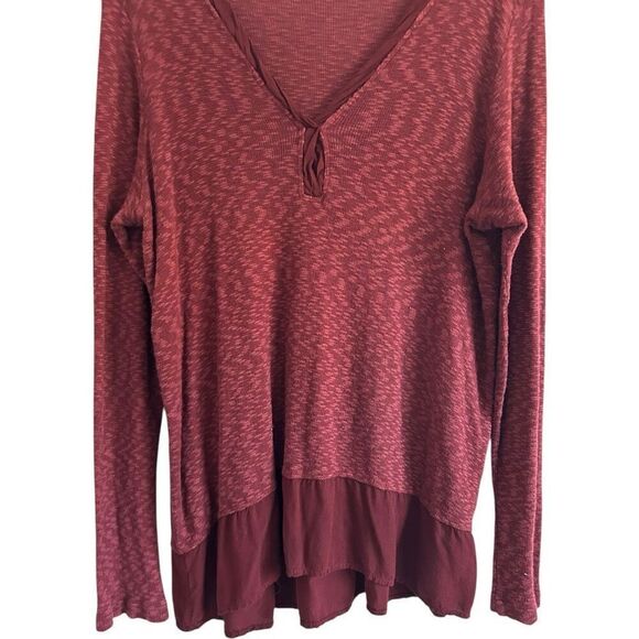 Left of Center Anthropologie Maroon Red Flannel Contrast Panels Size XL Cozy - Picture 4 of 9